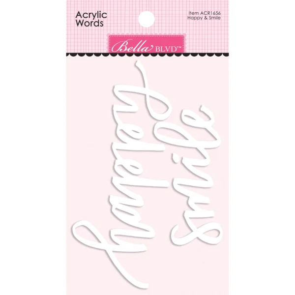 Acrylic White Script Words- Happy & Smile