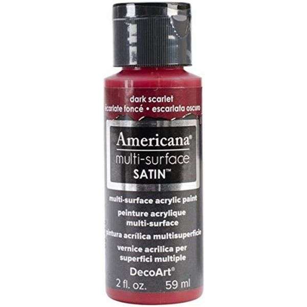 Americana Multi-Surface Satin Acrylic Paint 2oz-Dark Scarlet