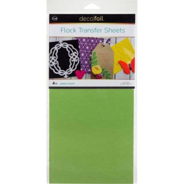Deco Foil Flock Transfer Sheets 6"X12" 4/Pkg- Green Envy