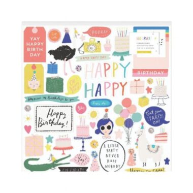 Hooray Chipboard Stickers 51/Pkg W/Pewter Sequin Accents