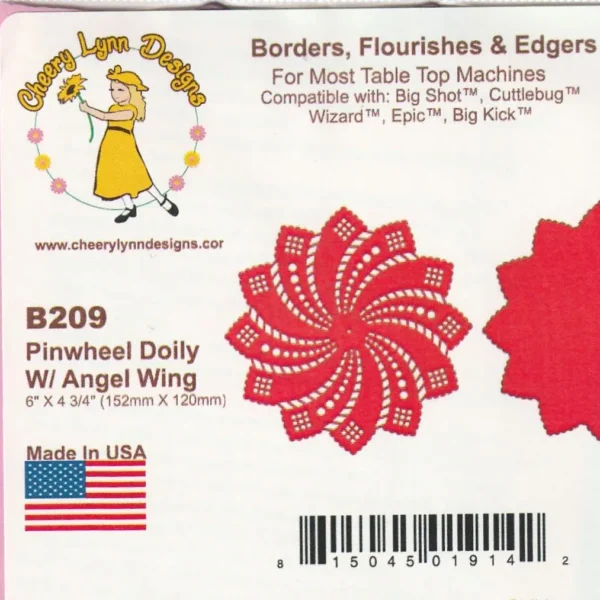 Cheery Lynn Designs - Pinwheel Doily w Angel Wing