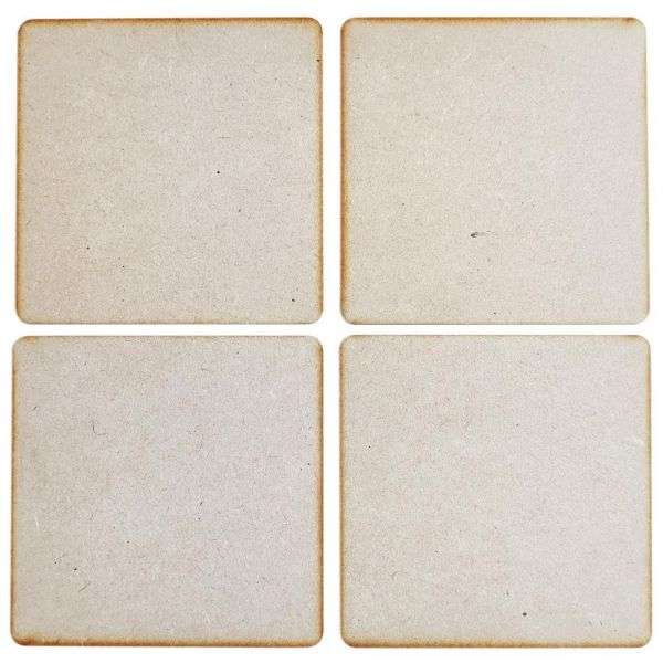 MDF Coasters 4"X4" 4/Pkg-Curved Square