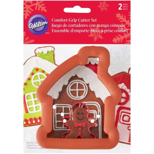 Comfort-Grip Cookie Cutter Set 2/Pkg- Gingerbread House with Mini Gingerbread Boy