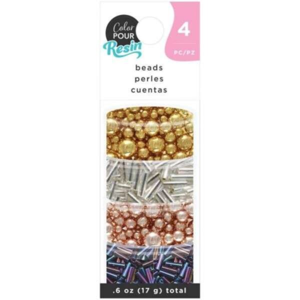 American Crafts Color Pour Resin Mix-Ins- Beads - Metallic 4/Pkg