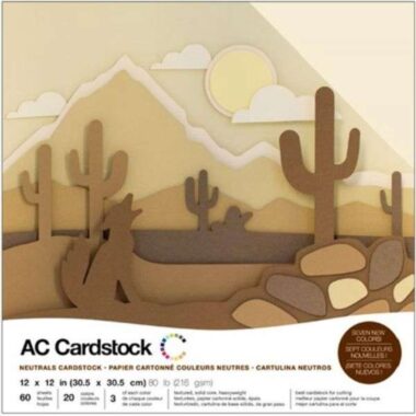 American Crafts Variety Cardstock Pack 12"X12" 60/Pkg- Neutrals Text