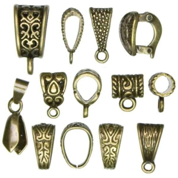 Jewelry Basics Metal Findings 13/Pkg - Antique Gold Mixed Bail Pack