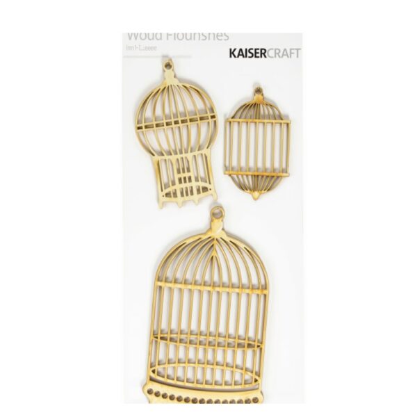 Wood Flourishes 3p/pkg- Bird Cage
