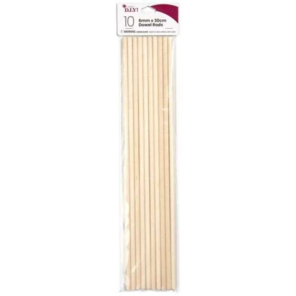 Dowel Rod .25"X12" 10/Pkg - Natural 1/4" 10/Pkg