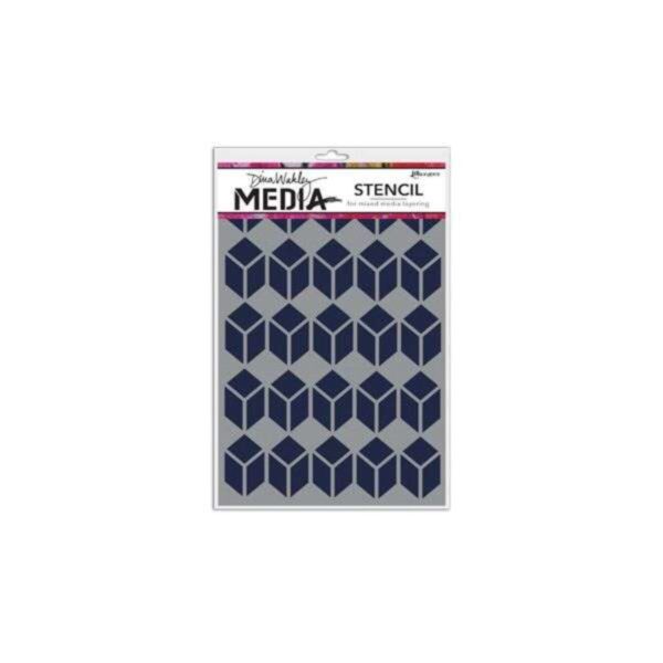 Dina Media Stencil - Stacked Squares