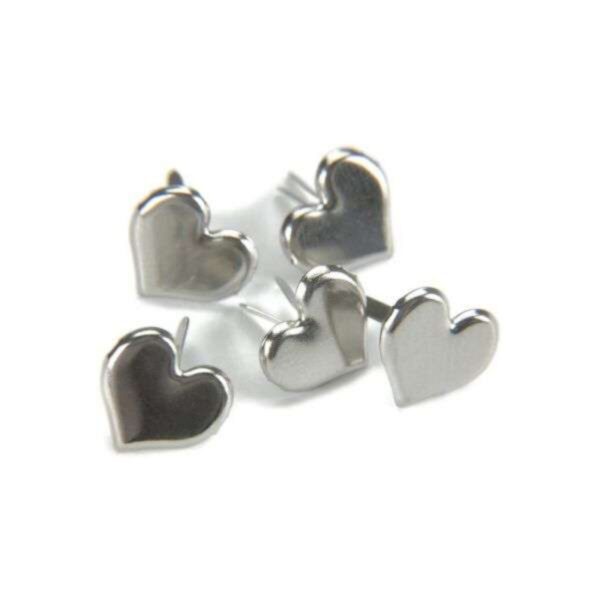 Creative Impressions Metal Paper Fasteners 50/Pkg - Hearts Silver