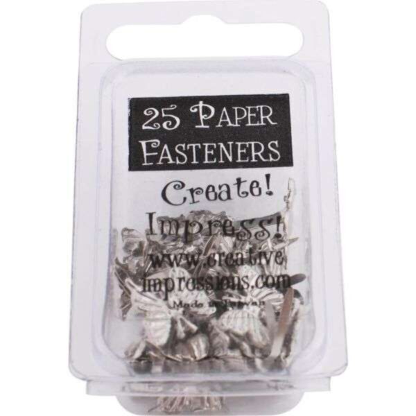 Creative Impressions Metal Paper Fasteners 25/Pkg - Silver Butterfly