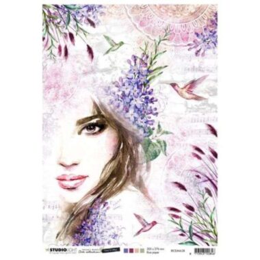 JMA Rice Paper Woman & hummingbirds Time to Relax 2.0 210x297mm nr.38