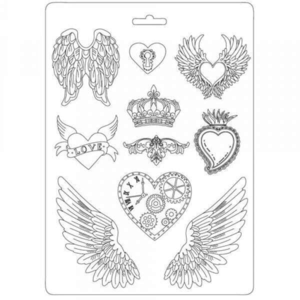 Soft Mould A4 - Hearts and wings