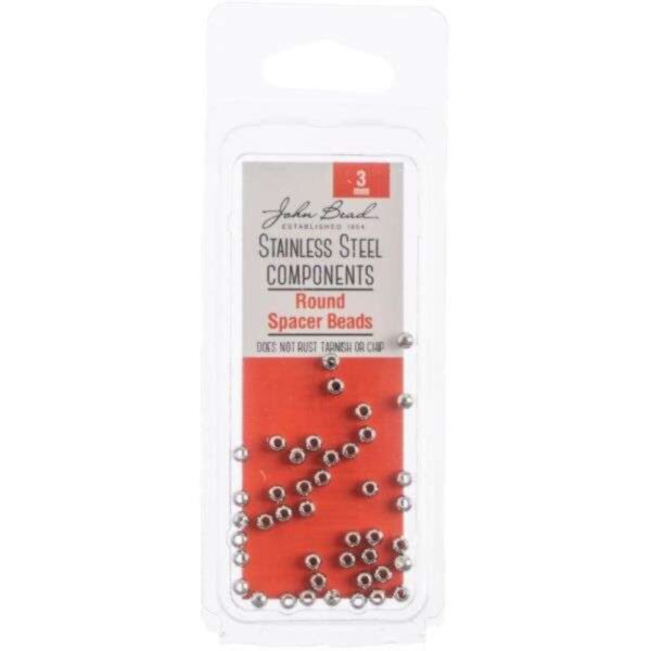 Stainless Steel Round Spacer Bead 40/Pkg- 3mm