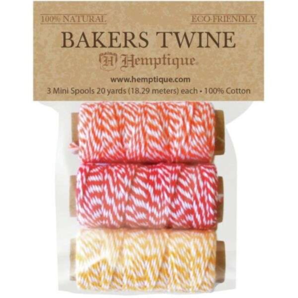 Hemptique Cotton Baker's Twine Mini Spools 2-Ply 3/Pkg - Sunset Island