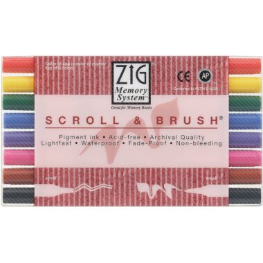 Zig Memory System Scroll & Brush Dual-Tip Markers 8/Pkg