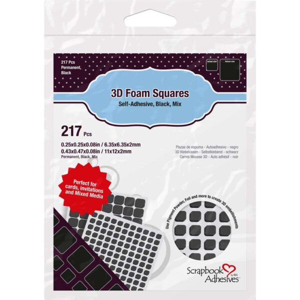Scrapbook Adhesives 3D Foam Squares Variety Pack 217/Pkg-Black