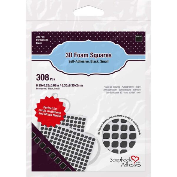 Scrapbook Adhesives 3D Self-Adhesive Foam Squares 308/Pkg-Black