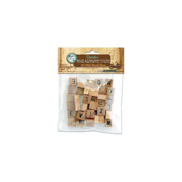 Decorative Wood Alphabet Tiles 40/Pkg-Vintage Edition Uppercase