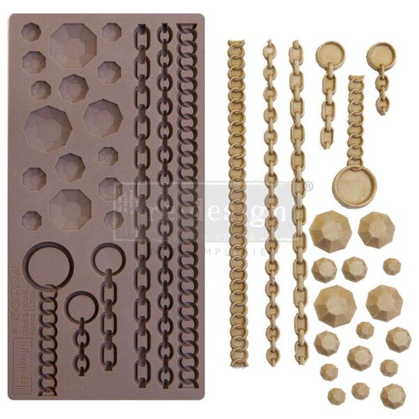 Prima Re-Design Decor Mold-Gems & Chains