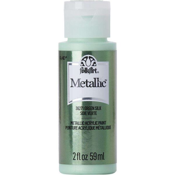 FolkArt Metallic Acrylic Paint 2oz-Green Silk