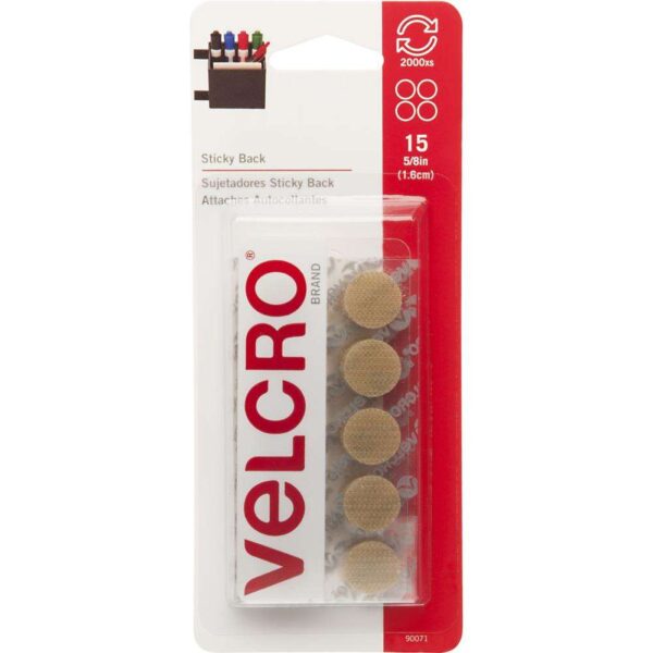 VELCRO® Brand Sticky Back Coins .625" 15/Pkg-Beige