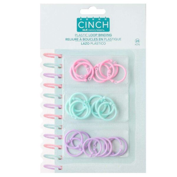We R Memory Keepers Cinch Plastic Loop Binding 24/Pkg-Pink, Lilac & Blue
