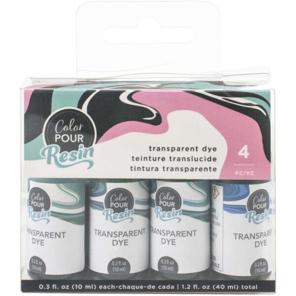 American Crafts Color Pour Resin Dyes .3oz 4/Pkg-Translucent - Cool