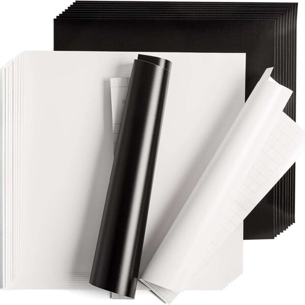 Cricut Premium Vinyl Removable 12x12"-White/Black