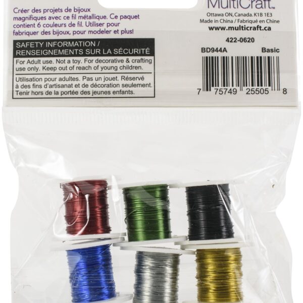 Craft Medley Metallic Wire 28g 6/Pkg-Basic