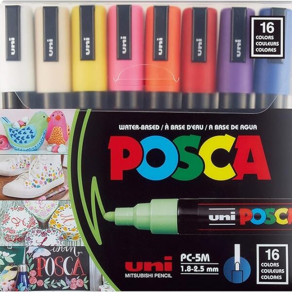 Uni Posca Marker set 16 Colors 5M (1.8mm-2.5mm) 246108