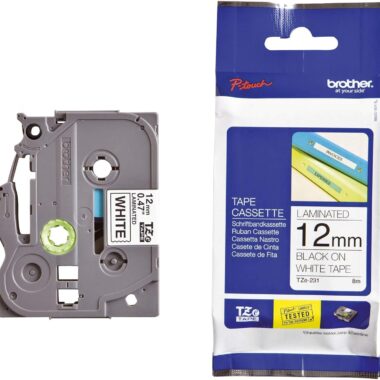 Brother - 12mm Black On White Label Tape
