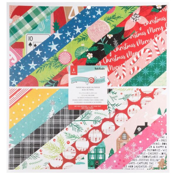 American Crafts Double-Sided Paper Pad 12"X12" 36/Pkg-Peppermint Kisses