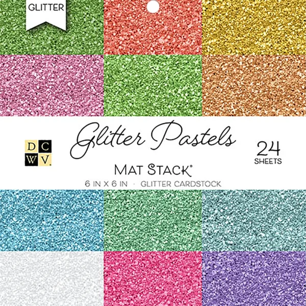 DCWV Single-Sided Cardstock Stack 6x6"Pastels Glitter Solid
