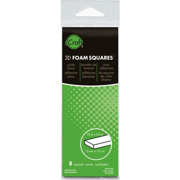 iCraft 3D Foam Strips 8/Pkg-White .5"X5.5"