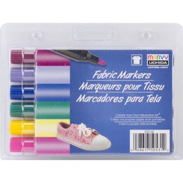 Uchida Fabric Markers Broad Tip 6/Pkg-Bright