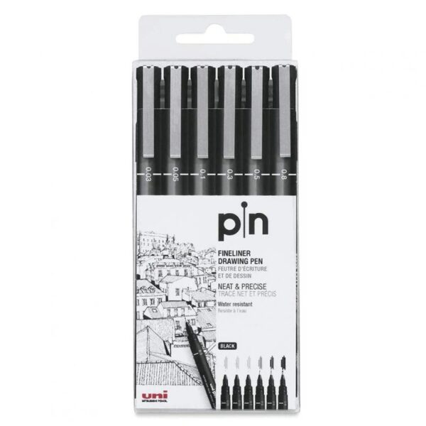 Uniball Fineliner Drawing Pens 6pp