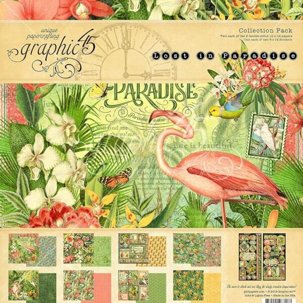 Graphic 45 Patterned Paper Stack- Lost in Paradise 12x12"
