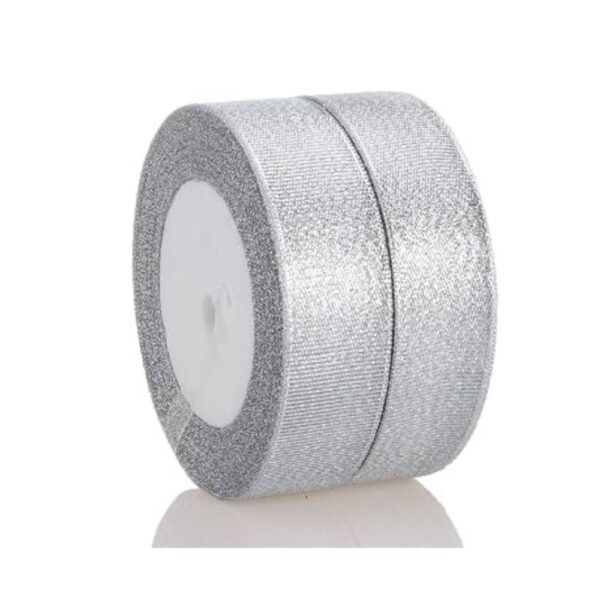 Ribbon- Glitter Silver 1"