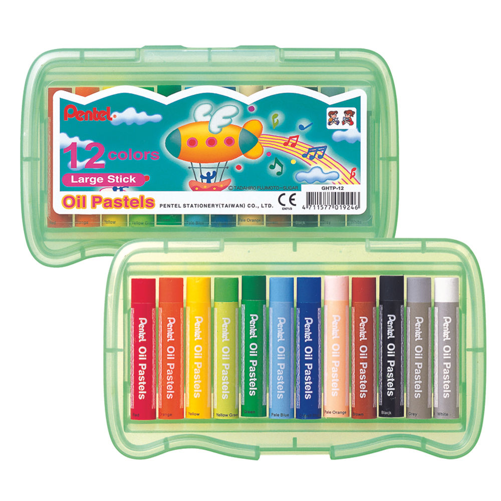 Pentel Large Oil Pastels in PP Case – 12 Colours