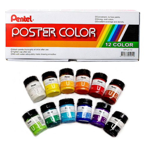 Pentel Poster Colour Set – 12 × 30 ml
