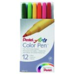 Pentel Fibre-Tip Colour Pens – 12 Colours