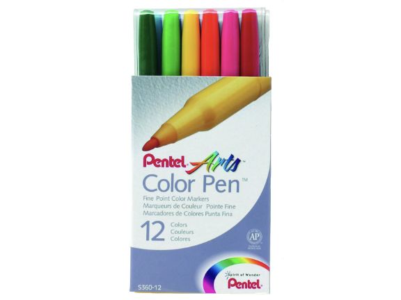 Pentel Fibre-Tip Colour Pens – 12 Colours